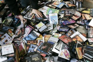 A pile of pirated movies