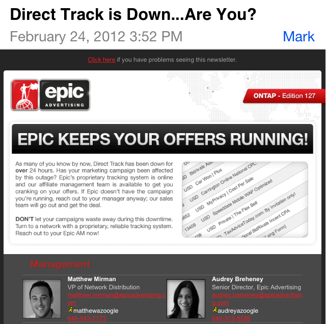 epic direct takes advantage of Direct Track going down